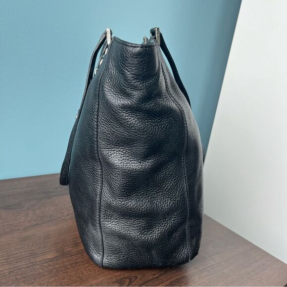 MICHAEL KORS Black Leather Jet Set Voyager Hamilton Harper Tote Laptop Work Bag - Picture 8 of 15